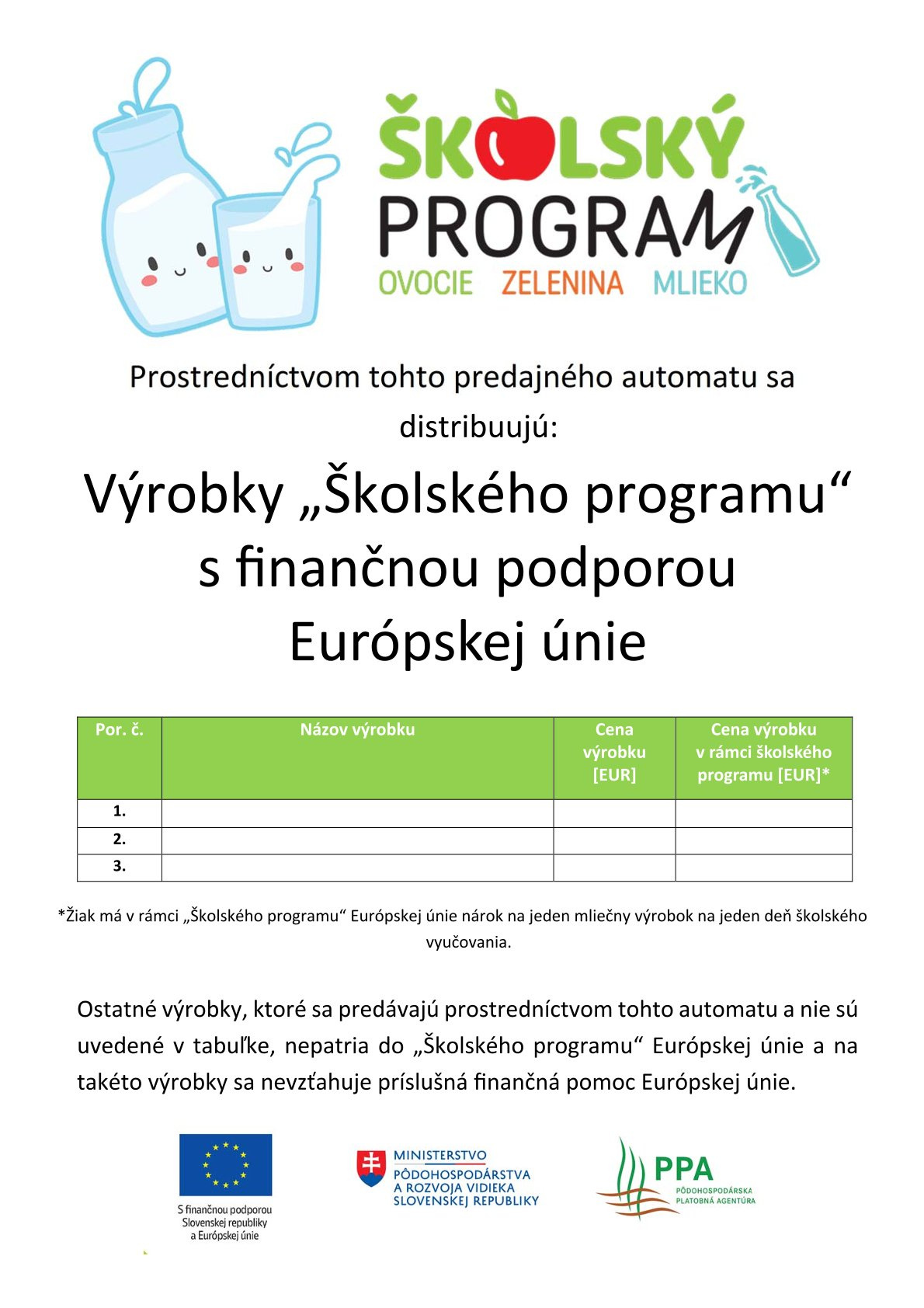 Mliečny program 3